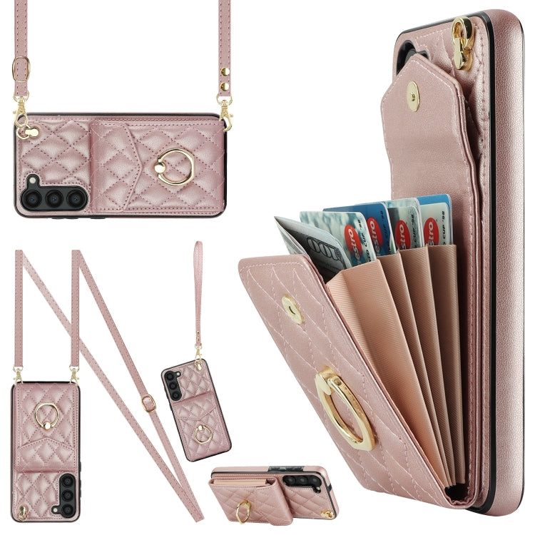 Rhombic Texture Card Bag Phone Case with Long Lanyard, For Samsung Galaxy S26+ 5G, For Samsung Galaxy S26 Ultra 5G, For Samsung Galaxy S26 5G, For Samsung Galaxy S25 Edge 5G, For Samsung Galaxy S24 Ultra 5G, For Samsung Galaxy S24+ 5G