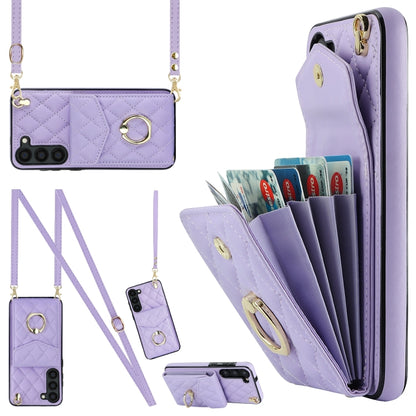 Rhombic Texture Card Bag Phone Case with Long Lanyard, For Samsung Galaxy S26+ 5G, For Samsung Galaxy S26 Ultra 5G, For Samsung Galaxy S26 5G, For Samsung Galaxy S25 Edge 5G, For Samsung Galaxy S24 Ultra 5G, For Samsung Galaxy S24+ 5G
