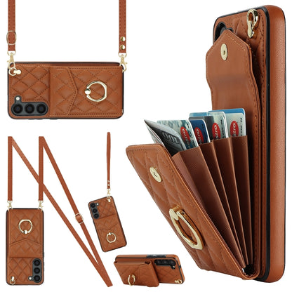 Rhombic Texture Card Bag Phone Case with Long Lanyard, For Samsung Galaxy S26+ 5G, For Samsung Galaxy S26 Ultra 5G, For Samsung Galaxy S26 5G, For Samsung Galaxy S25 Edge 5G, For Samsung Galaxy S24 Ultra 5G, For Samsung Galaxy S24+ 5G