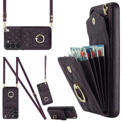 Rhombic Texture Card Bag Phone Case with Long Lanyard, For Samsung Galaxy S26+ 5G, For Samsung Galaxy S26 Ultra 5G, For Samsung Galaxy S26 5G, For Samsung Galaxy S25 Edge 5G, For Samsung Galaxy S24 Ultra 5G, For Samsung Galaxy S24+ 5G