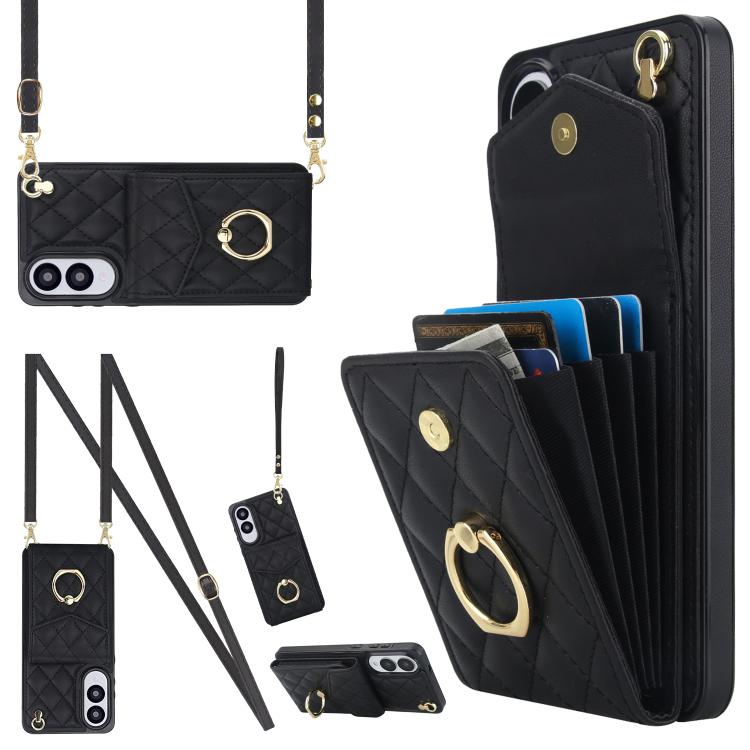 Rhombic Texture Card Bag Phone Case with Long Lanyard, For Samsung Galaxy S26+ 5G, For Samsung Galaxy S26 Ultra 5G, For Samsung Galaxy S26 5G, For Samsung Galaxy S25 Edge 5G, For Samsung Galaxy S24 Ultra 5G, For Samsung Galaxy S24+ 5G