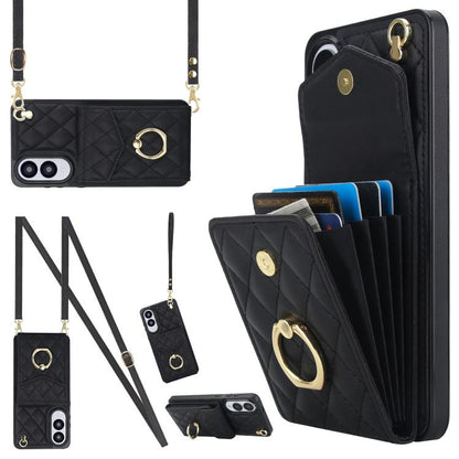 Rhombic Texture Card Bag Phone Case with Long Lanyard, For Samsung Galaxy S26+ 5G, For Samsung Galaxy S26 Ultra 5G, For Samsung Galaxy S26 5G, For Samsung Galaxy S25 Edge 5G, For Samsung Galaxy S24 Ultra 5G, For Samsung Galaxy S24+ 5G