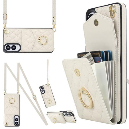 Rhombic Texture Card Bag Phone Case with Long Lanyard, For Samsung Galaxy S26+ 5G, For Samsung Galaxy S26 Ultra 5G, For Samsung Galaxy S26 5G, For Samsung Galaxy S25 Edge 5G, For Samsung Galaxy S24 Ultra 5G, For Samsung Galaxy S24+ 5G