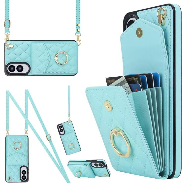 Rhombic Texture Card Bag Phone Case with Long Lanyard, For Samsung Galaxy S26+ 5G, For Samsung Galaxy S26 Ultra 5G, For Samsung Galaxy S26 5G, For Samsung Galaxy S25 Edge 5G, For Samsung Galaxy S24 Ultra 5G, For Samsung Galaxy S24+ 5G