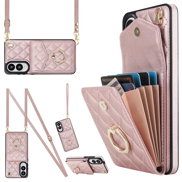 Rhombic Texture Card Bag Phone Case with Long Lanyard, For Samsung Galaxy S26+ 5G, For Samsung Galaxy S26 Ultra 5G, For Samsung Galaxy S26 5G, For Samsung Galaxy S25 Edge 5G, For Samsung Galaxy S24 Ultra 5G, For Samsung Galaxy S24+ 5G