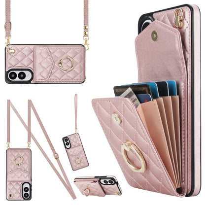 Rhombic Texture Card Bag Phone Case with Long Lanyard, For Samsung Galaxy S26+ 5G, For Samsung Galaxy S26 Ultra 5G, For Samsung Galaxy S26 5G, For Samsung Galaxy S25 Edge 5G, For Samsung Galaxy S24 Ultra 5G, For Samsung Galaxy S24+ 5G