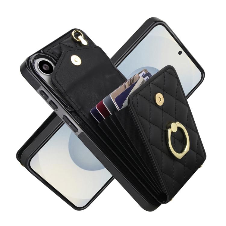 Rhombic Texture Card Bag Phone Case with Long Lanyard, For Samsung Galaxy S26+ 5G, For Samsung Galaxy S26 Ultra 5G, For Samsung Galaxy S26 5G, For Samsung Galaxy S25 Edge 5G, For Samsung Galaxy S24 Ultra 5G, For Samsung Galaxy S24+ 5G
