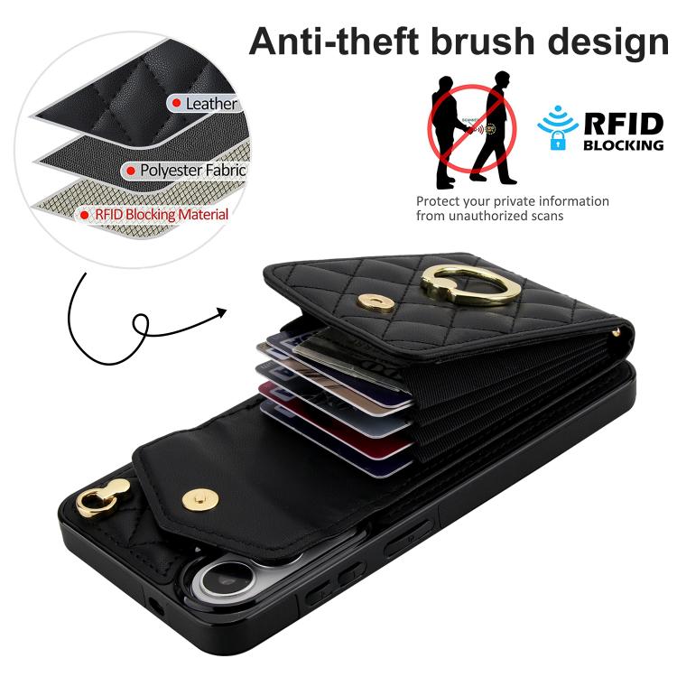 Rhombic Texture Card Bag Phone Case with Long Lanyard, For Samsung Galaxy S26+ 5G, For Samsung Galaxy S26 Ultra 5G, For Samsung Galaxy S26 5G, For Samsung Galaxy S25 Edge 5G, For Samsung Galaxy S24 Ultra 5G, For Samsung Galaxy S24+ 5G