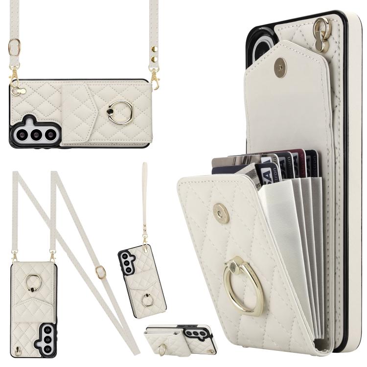 Rhombic Texture Card Bag Phone Case with Long Lanyard, For Samsung Galaxy S26+ 5G, For Samsung Galaxy S26 Ultra 5G, For Samsung Galaxy S26 5G, For Samsung Galaxy S25 Edge 5G, For Samsung Galaxy S24 Ultra 5G, For Samsung Galaxy S24+ 5G