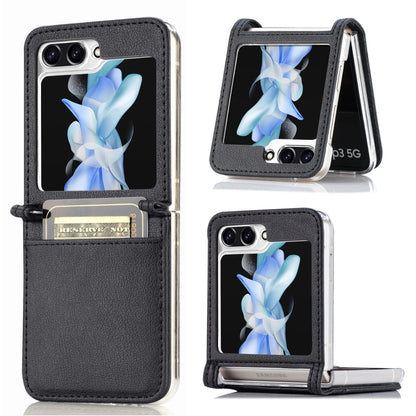 Litchi Texture PU Card Fold Back Phone Case, For Samsung Galaxy Z Flip5