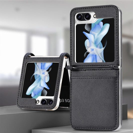 Litchi Texture PU Card Fold Back Phone Case, For Samsung Galaxy Z Flip5