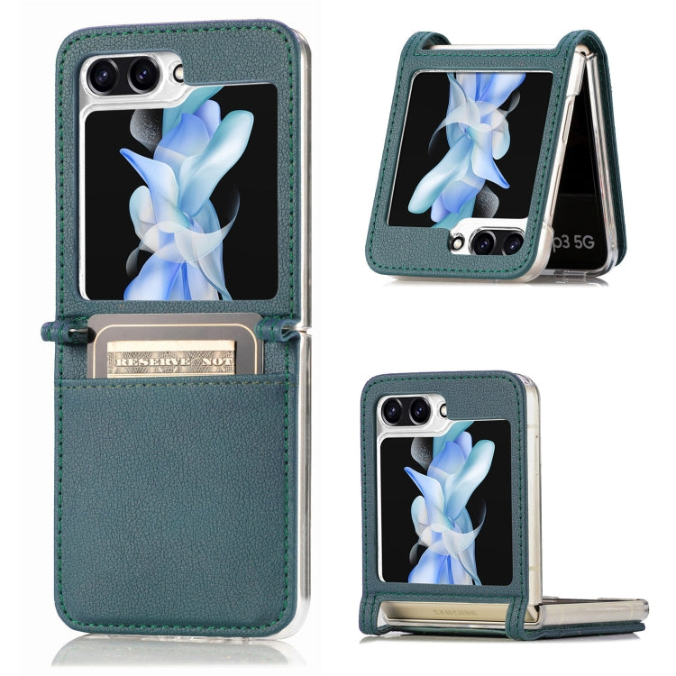 Litchi Texture PU Card Fold Back Phone Case, For Samsung Galaxy Z Flip5