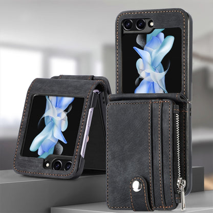 Skin-feel PU Zipper Wallet Phone Case, For Samsung Galaxy Z Flip5