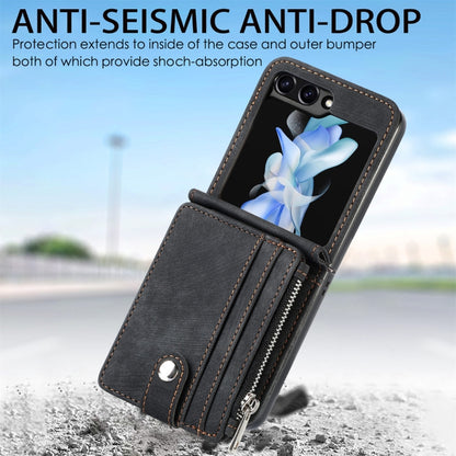Skin-feel PU Zipper Wallet Phone Case, For Samsung Galaxy Z Flip5
