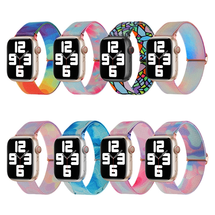 Painted Pattern Nylon Replacement Watch Band, For Apple Watch SE 2022 40mm, For Apple Watch 9 45mm, For Apple Watch 9 41mm, For Apple Watch SE 2022 44mm, For Apple Watch 7 41mm, For Apple Watch 7 45mm