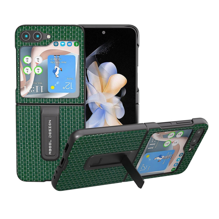Genuine Leather Luxury Series Phone Case with Holder, For Samsung Galaxy Z Flip4, For Samsung Galaxy Z Flip5