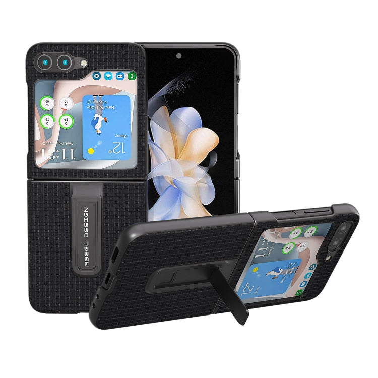 Genuine Leather Luxury Series Phone Case with Holder, For Samsung Galaxy Z Flip4, For Samsung Galaxy Z Flip5