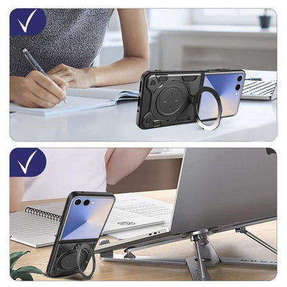 CD Texture Magnetic Holder Phone Case, For Samsung Galaxy Z Flip7, For Samsung Galaxy Z Flip5
