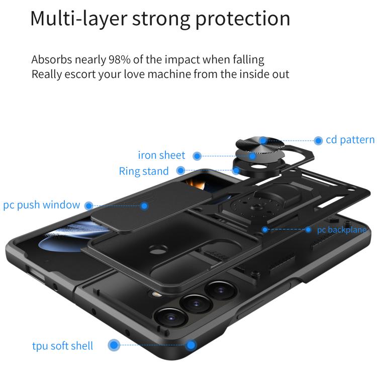 Sliding Camera Cover Design TPU+PC Phone Case, For Samsung Galaxy Z Fold8, For Samsung Galaxy Z Fold7, For Samsung Galaxy Z Fold6, For Samsung Galaxy Z Fold5