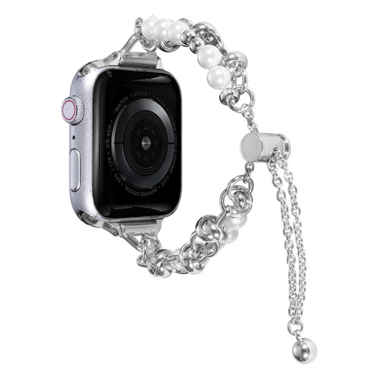 Pearl Bracelet Metal Watch Band, For Apple Watch SE 2023 44mm, For Apple Watch Ultra 49mm, For Apple Watch SE 2023 40mm, For Apple Watch 8 41mm, For Apple Watch Ultra 2 49mm, For Apple Watch 8 45mm, For Apple Watch SE 2022 40mm                         ...