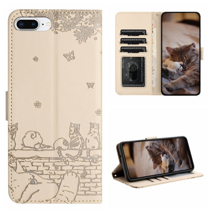 Cat Embossing Pattern Leather Phone Case with Lanyard, For iPhone 11 Pro, For iPhone XS Max, For iPhone X, For iPhone 7 Plus / 8 Plus