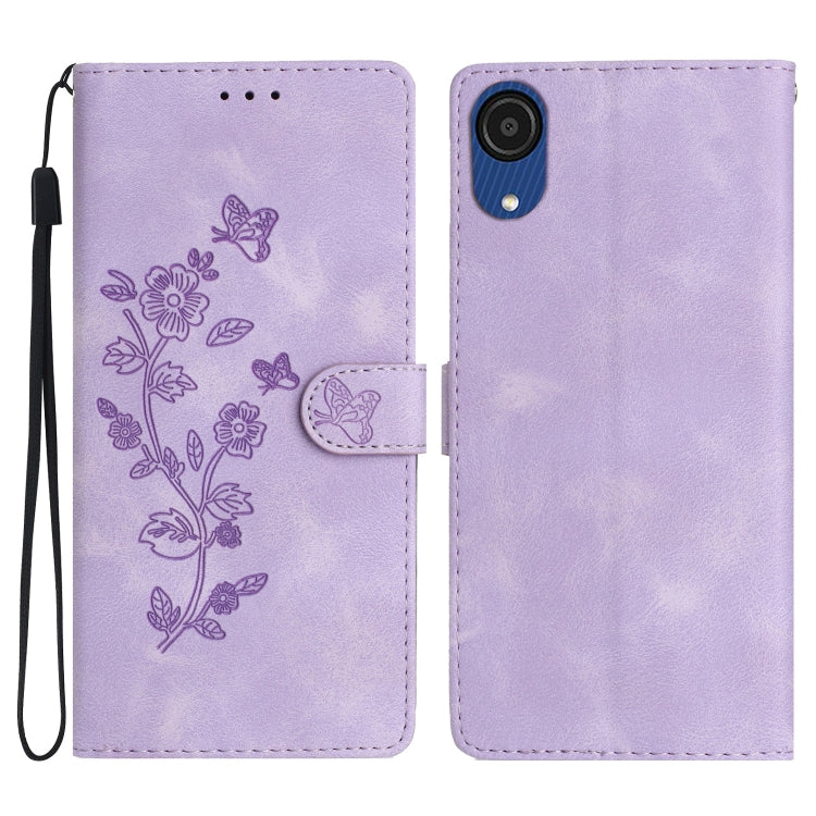 Flower Butterfly Embossing Pattern Leather Phone Case, For Samsung Galaxy A23 5G, For Samsung Galaxy S24 Ultra 5G, For Samsung Galaxy A25 5G, For Samsung Galaxy A15, For Samsung Galaxy A35 5G, For Samsung Galaxy A05, For Samsung Galaxy A04 Core        ...