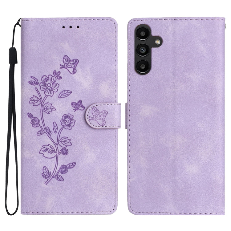 Flower Butterfly Embossing Pattern Leather Phone Case, For Samsung Galaxy A23 5G, For Samsung Galaxy S24 Ultra 5G, For Samsung Galaxy A25 5G, For Samsung Galaxy A15, For Samsung Galaxy A35 5G, For Samsung Galaxy A05, For Samsung Galaxy A04 Core        ...