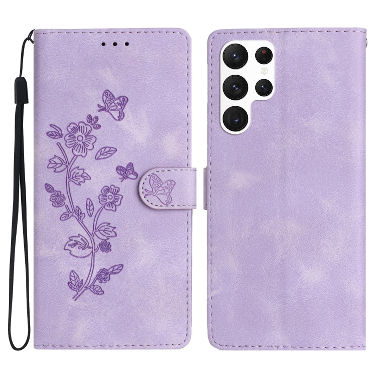 Flower Butterfly Embossing Pattern Leather Phone Case, For Samsung Galaxy A23 5G, For Samsung Galaxy S24 Ultra 5G, For Samsung Galaxy A25 5G, For Samsung Galaxy A15, For Samsung Galaxy A35 5G, For Samsung Galaxy A05, For Samsung Galaxy A04 Core        ...