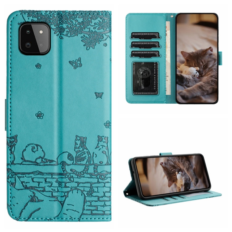 Cat Embossing Pattern Leather Phone Case with Lanyard, For Samsung Galaxy A13 4G, For Samsung Galaxy S22 Ultra, For Samsung Galaxy S22+, For Samsung Galaxy S22, For Samsung Galaxy A22 5G, For Samsung Galaxy S21 FE, For Samsung Galaxy A72               ...