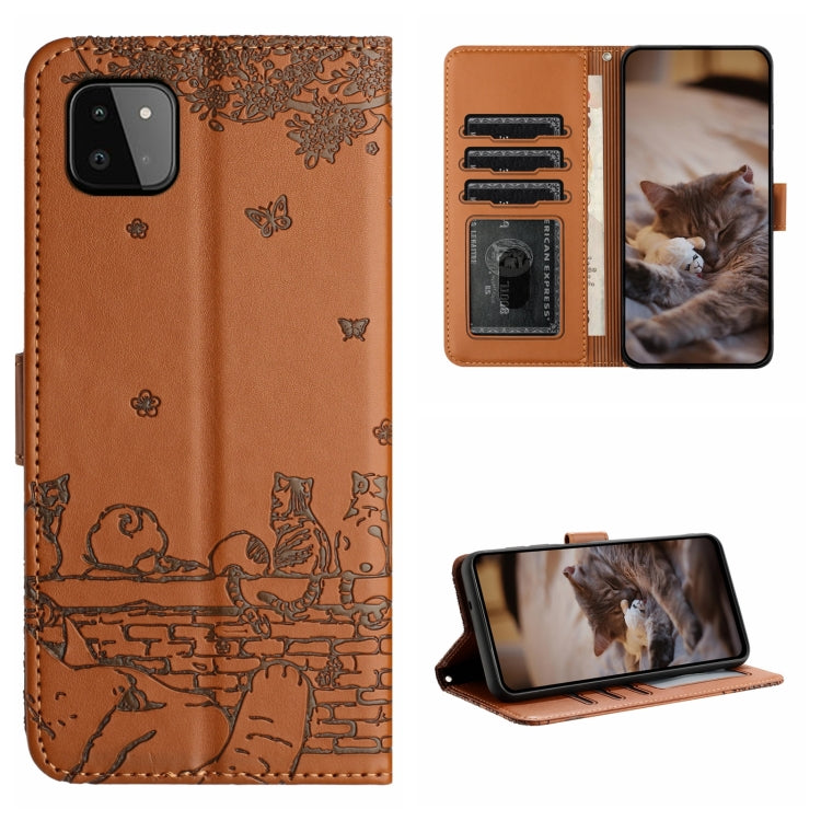 Cat Embossing Pattern Leather Phone Case with Lanyard, For Samsung Galaxy A13 4G, For Samsung Galaxy S22 Ultra, For Samsung Galaxy S22+, For Samsung Galaxy S22, For Samsung Galaxy A22 5G, For Samsung Galaxy S21 FE, For Samsung Galaxy A72               ...