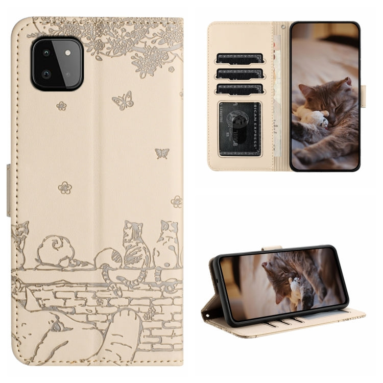 Cat Embossing Pattern Leather Phone Case with Lanyard, For Samsung Galaxy A13 4G, For Samsung Galaxy S22 Ultra, For Samsung Galaxy S22+, For Samsung Galaxy S22, For Samsung Galaxy A22 5G, For Samsung Galaxy S21 FE, For Samsung Galaxy A72               ...