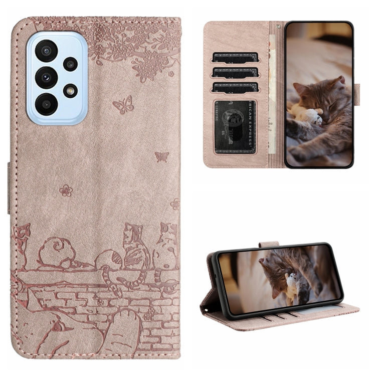 Cat Embossing Pattern Leather Phone Case with Lanyard, For Samsung Galaxy A54, For Samsung Galaxy A05s, For Samsung Galaxy A15, For Samsung Galaxy S23 FE, For Samsung Galaxy S23 Ultra, For Samsung Galaxy S23, For Samsung Galaxy S20 FE                  ...