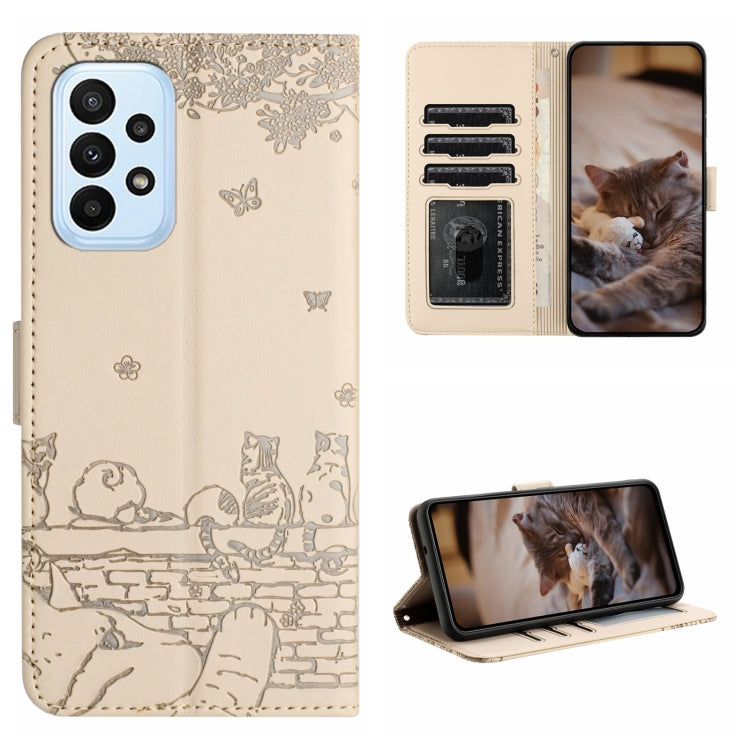 Cat Embossing Pattern Leather Phone Case with Lanyard, For Samsung Galaxy A54, For Samsung Galaxy A05s, For Samsung Galaxy A15, For Samsung Galaxy S23 FE, For Samsung Galaxy S23 Ultra, For Samsung Galaxy S23, For Samsung Galaxy S20 FE                  ...
