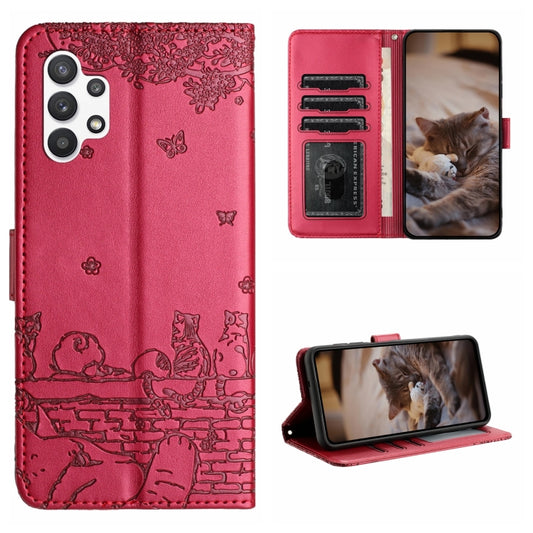 Cat Embossing Pattern Leather Phone Case with Lanyard, For Samsung Galaxy A32 5G, For Samsung Galaxy S21, For Samsung Galaxy S21+, For Samsung Galaxy S21 Ultra, For Samsung Galaxy A12, For Samsung Galaxy A71, For Samsung Galaxy A51