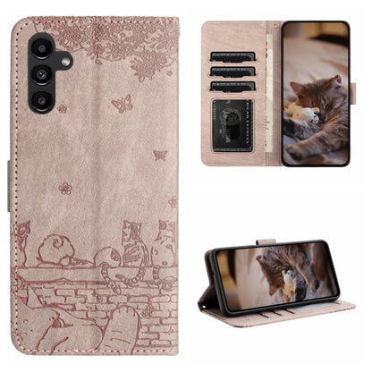 Cat Embossing Pattern Leather Phone Case with Lanyard, For Samsung Galaxy S24 Ultra, For Samsung Galaxy A24, For Samsung Galaxy A15 5G, For Samsung Galaxy A14, For Samsung Galaxy S24+, For Samsung Galaxy A55, For Samsung Galaxy S24, For Samsung Galaxy ...