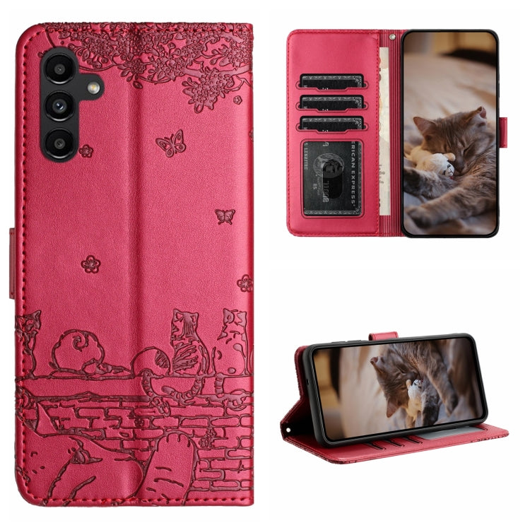 Cat Embossing Pattern Leather Phone Case with Lanyard, For Samsung Galaxy A54, For Samsung Galaxy A05s, For Samsung Galaxy A15, For Samsung Galaxy S23 FE, For Samsung Galaxy S23 Ultra, For Samsung Galaxy S23, For Samsung Galaxy S20 FE                  ...