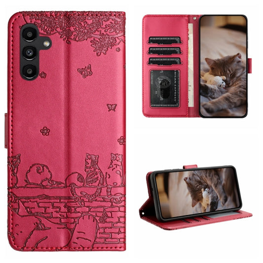 Cat Embossing Pattern Leather Phone Case with Lanyard, For Samsung Galaxy A54, For Samsung Galaxy A05s, For Samsung Galaxy A15, For Samsung Galaxy S23 FE, For Samsung Galaxy S23 Ultra, For Samsung Galaxy S23, For Samsung Galaxy S20 FE                  ...