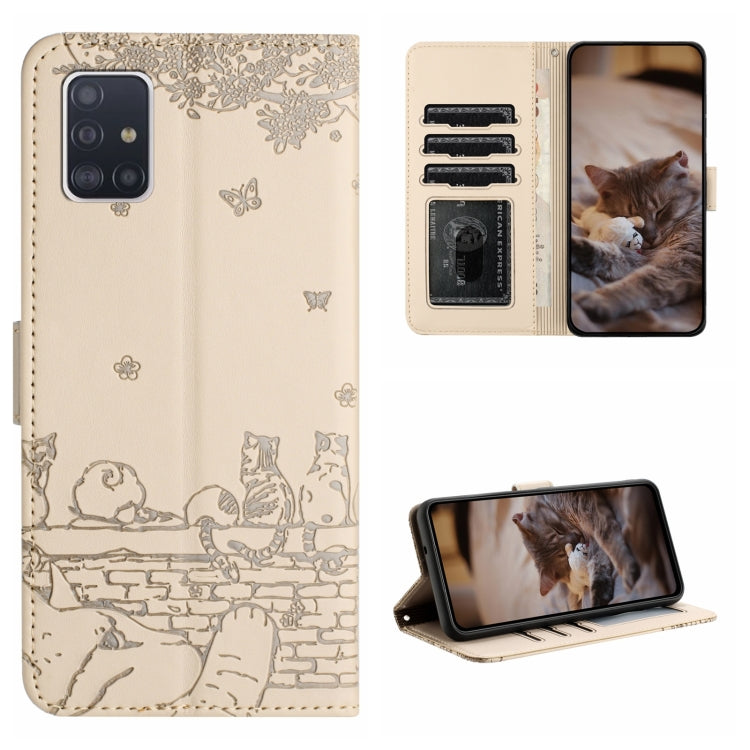 Cat Embossing Pattern Leather Phone Case with Lanyard, For Samsung Galaxy A32 5G, For Samsung Galaxy S21, For Samsung Galaxy S21+, For Samsung Galaxy S21 Ultra, For Samsung Galaxy A12, For Samsung Galaxy A71, For Samsung Galaxy A51