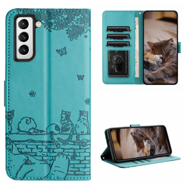 Cat Embossing Pattern Leather Phone Case with Lanyard, For Samsung Galaxy A32 5G, For Samsung Galaxy S21, For Samsung Galaxy S21+, For Samsung Galaxy S21 Ultra, For Samsung Galaxy A12, For Samsung Galaxy A71, For Samsung Galaxy A51