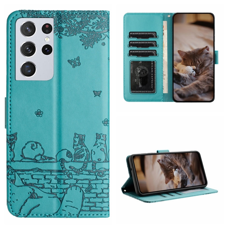 Cat Embossing Pattern Leather Phone Case with Lanyard, For Samsung Galaxy A32 5G, For Samsung Galaxy S21, For Samsung Galaxy S21+, For Samsung Galaxy S21 Ultra, For Samsung Galaxy A12, For Samsung Galaxy A71, For Samsung Galaxy A51
