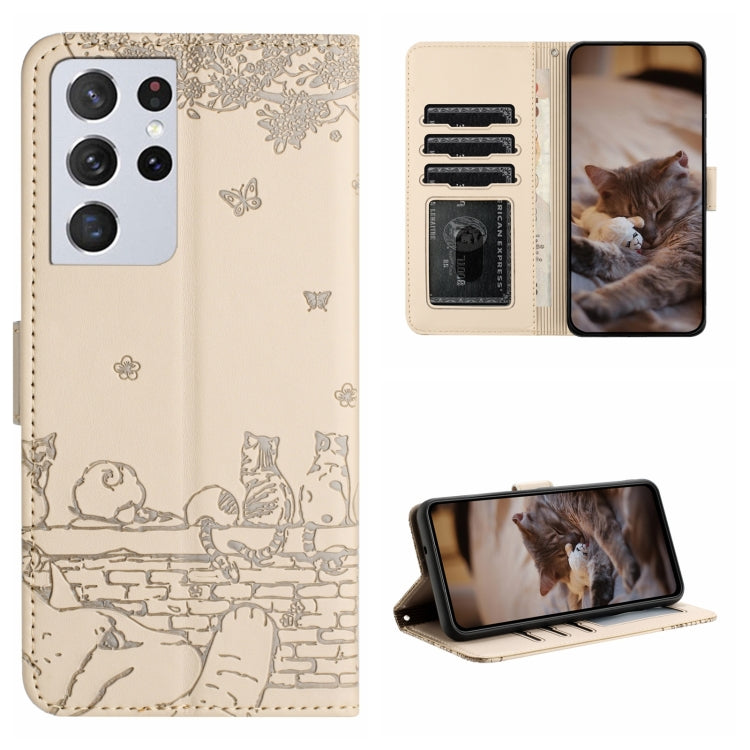 Cat Embossing Pattern Leather Phone Case with Lanyard, For Samsung Galaxy A32 5G, For Samsung Galaxy S21, For Samsung Galaxy S21+, For Samsung Galaxy S21 Ultra, For Samsung Galaxy A12, For Samsung Galaxy A71, For Samsung Galaxy A51
