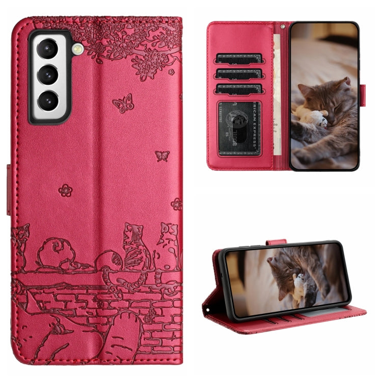 Cat Embossing Pattern Leather Phone Case with Lanyard, For Samsung Galaxy A13 4G, For Samsung Galaxy S22 Ultra, For Samsung Galaxy S22+, For Samsung Galaxy S22, For Samsung Galaxy A22 5G, For Samsung Galaxy S21 FE, For Samsung Galaxy A72               ...
