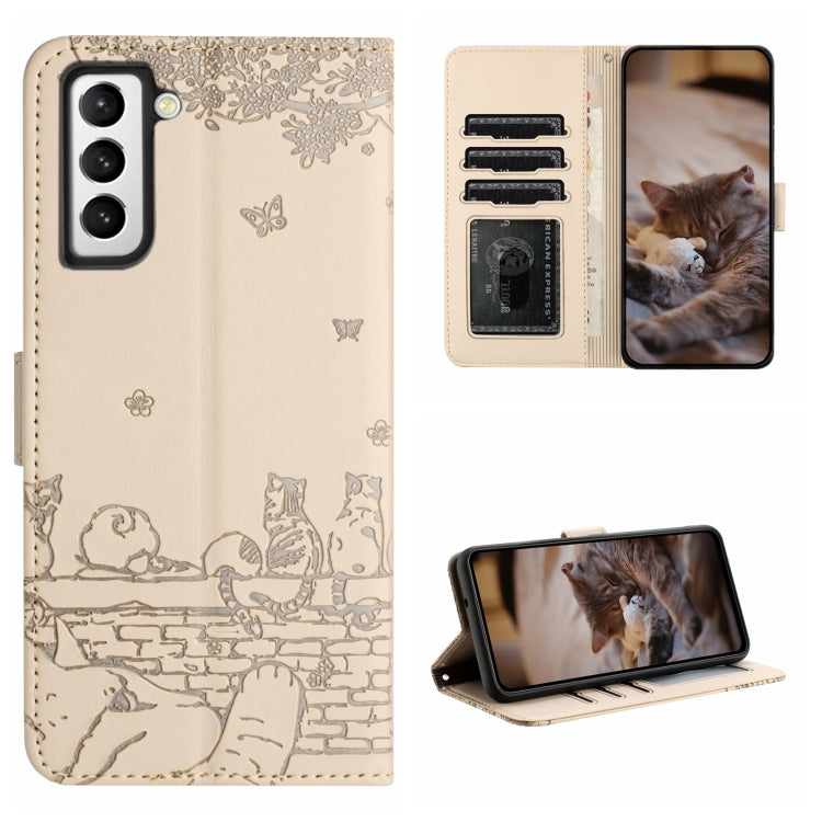 Cat Embossing Pattern Leather Phone Case with Lanyard, For Samsung Galaxy A13 4G, For Samsung Galaxy S22 Ultra, For Samsung Galaxy S22+, For Samsung Galaxy S22, For Samsung Galaxy A22 5G, For Samsung Galaxy S21 FE, For Samsung Galaxy A72               ...