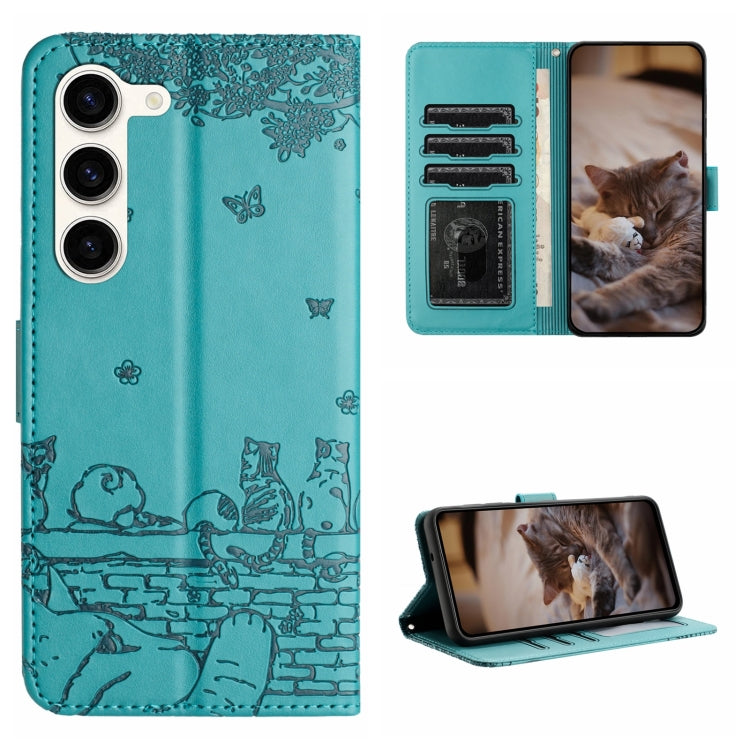 Cat Embossing Pattern Leather Phone Case with Lanyard, For Samsung Galaxy A54, For Samsung Galaxy A05s, For Samsung Galaxy A15, For Samsung Galaxy S23 FE, For Samsung Galaxy S23 Ultra, For Samsung Galaxy S23, For Samsung Galaxy S20 FE                  ...