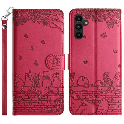 Cat Embossing Pattern Leather Phone Case with Lanyard, For Samsung Galaxy A54, For Samsung Galaxy A05s, For Samsung Galaxy A15, For Samsung Galaxy S23 FE, For Samsung Galaxy S23 Ultra, For Samsung Galaxy S23, For Samsung Galaxy S20 FE                  ...