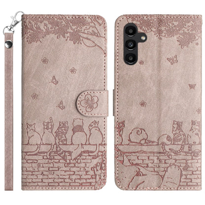 Cat Embossing Pattern Leather Phone Case with Lanyard, For Samsung Galaxy A54, For Samsung Galaxy A05s, For Samsung Galaxy A15, For Samsung Galaxy S23 FE, For Samsung Galaxy S23 Ultra, For Samsung Galaxy S23, For Samsung Galaxy S20 FE                  ...