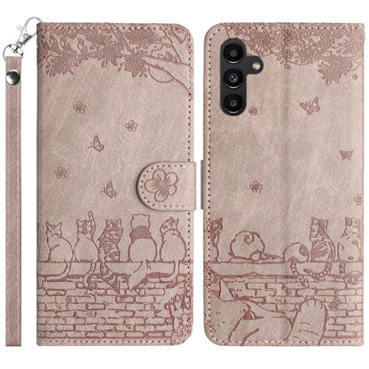 Cat Embossing Pattern Leather Phone Case with Lanyard, For Samsung Galaxy A54, For Samsung Galaxy A05s, For Samsung Galaxy A15, For Samsung Galaxy S23 FE, For Samsung Galaxy S23 Ultra, For Samsung Galaxy S23, For Samsung Galaxy S20 FE                  ...