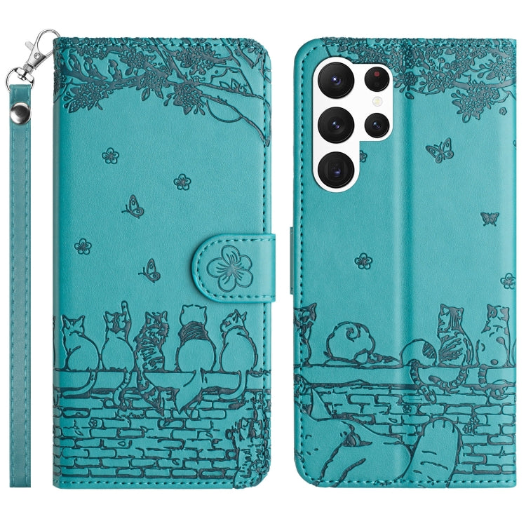 Cat Embossing Pattern Leather Phone Case with Lanyard, For Samsung Galaxy S24 Ultra, For Samsung Galaxy A24, For Samsung Galaxy A15 5G, For Samsung Galaxy A14, For Samsung Galaxy S24+, For Samsung Galaxy A55, For Samsung Galaxy S24, For Samsung Galaxy ...
