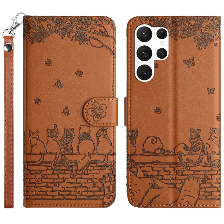 Cat Embossing Pattern Leather Phone Case with Lanyard, For Samsung Galaxy S24 Ultra, For Samsung Galaxy A24, For Samsung Galaxy A15 5G, For Samsung Galaxy A14, For Samsung Galaxy S24+, For Samsung Galaxy A55, For Samsung Galaxy S24, For Samsung Galaxy ...