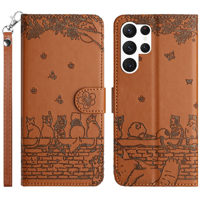 Cat Embossing Pattern Leather Phone Case with Lanyard, For Samsung Galaxy S24 Ultra, For Samsung Galaxy A24, For Samsung Galaxy A15 5G, For Samsung Galaxy A14, For Samsung Galaxy S24+, For Samsung Galaxy A55, For Samsung Galaxy S24, For Samsung Galaxy ...